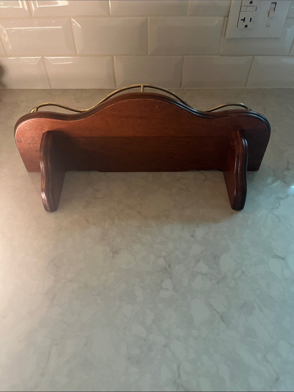 Vintage Home Interiors Brown brass Wood Shelf w/ plate groove ready to hang - Picture 4 of 8